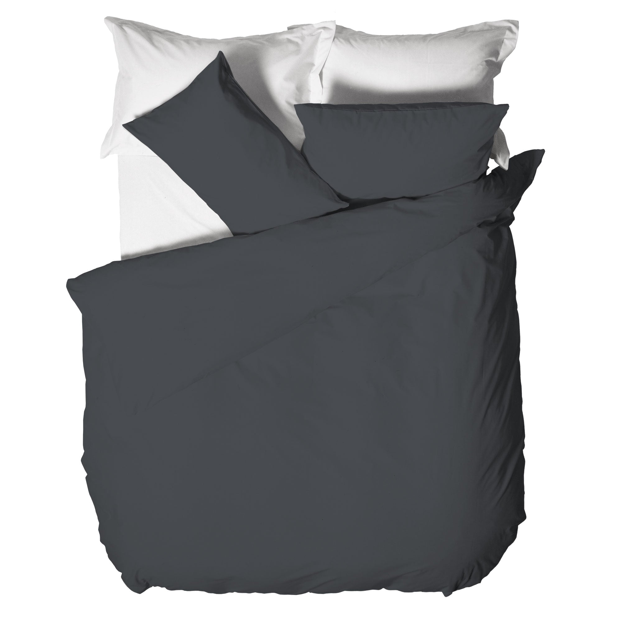 Highams Pintuck Pleated Duvet Cover With Pillowcase Bedding Set Charcoal White E - Foto 2