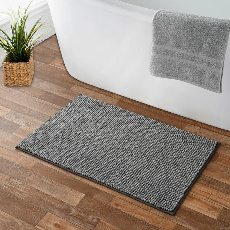 Tappeto Da Bagno Fatto A Mano SPAGHETTI Grigio 50x80 In Cotone | Leroy