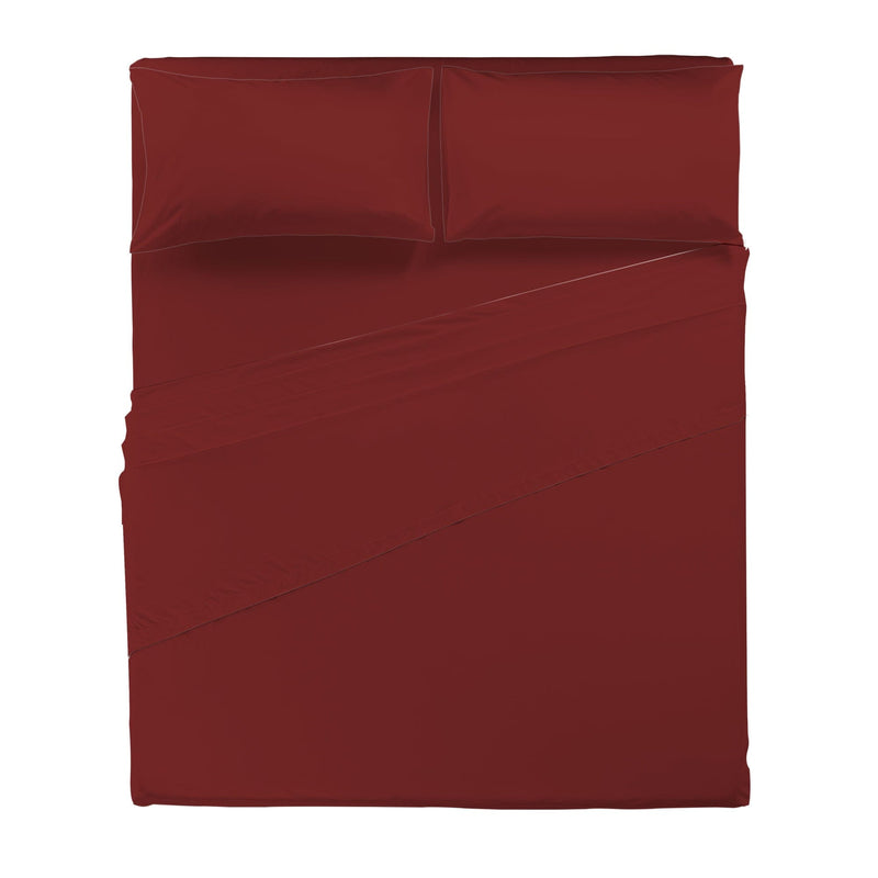 Completo Letto Softy Yarn Tinta Unita Matrimoniale Bordeaux