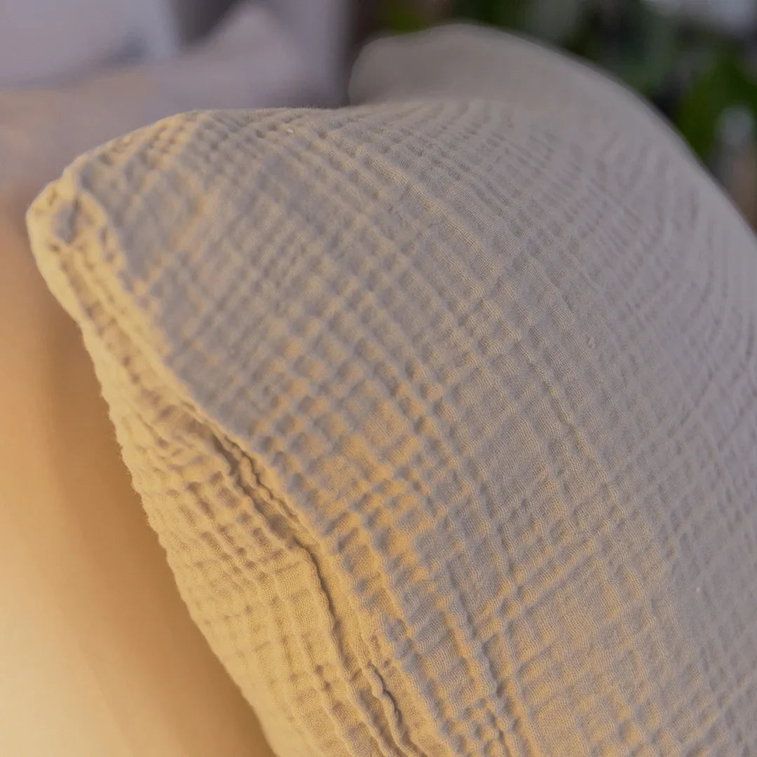 Parure Copripiumino Singolo in Mussola di Cotone Tinta Unita Stone - Amo La Casa Shop