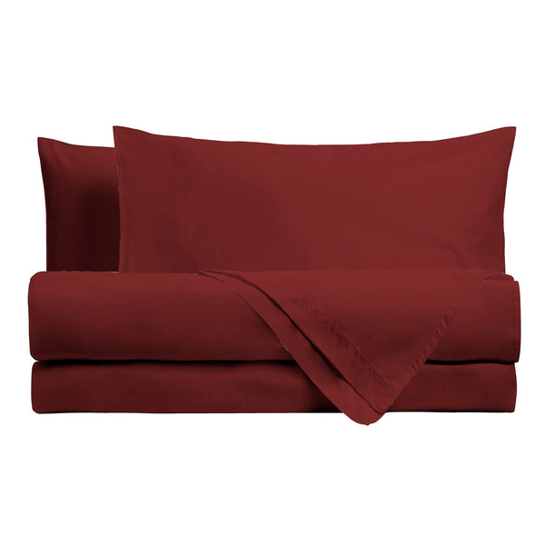 Completo Letto Matrimoniale in Microfibra Softy Yarn - Tinta Unita Bordeaux DOPPIO CODICE - Amo La Casa Shop