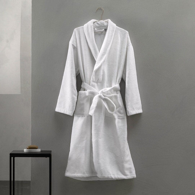 Accappatoio Romeo in Spugna di Cotone Bianco con Collo a Scialle - Amo La Casa Shop