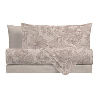Completo Letto Matrimoniale in Cotone con Stampa - Fantasia Hug Me Alina Taupe