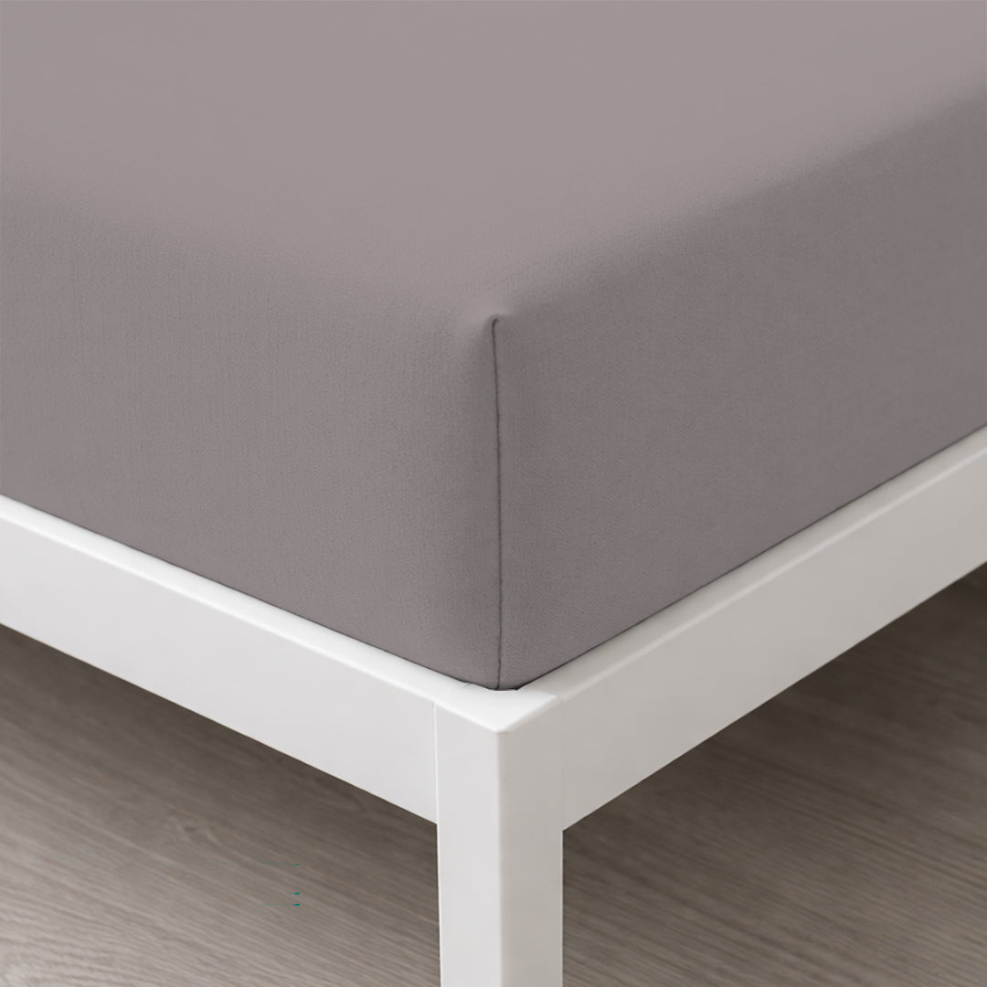 Lenzuolo Sotto con Angoli Matrimoniale in Cotone Tinta Unita Tortora