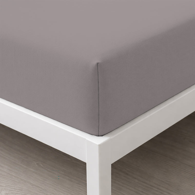 Lenzuolo Sotto con Angoli Matrimoniale in Cotone Tinta Unita Tortora