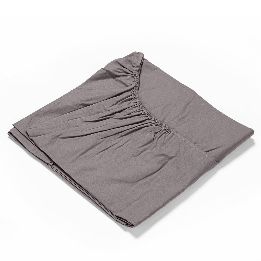 Lenzuolo Sotto con Angoli Matrimoniale in Cotone Tinta Unita Tortora