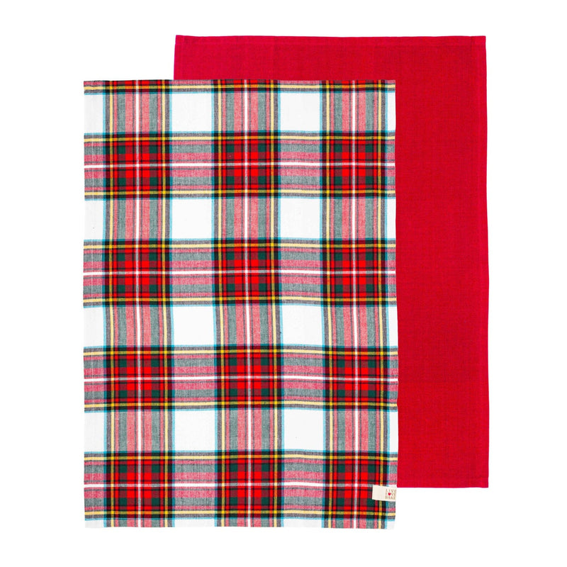 Set 2 Strofinacci British Gift 45x65 cm Tartan White