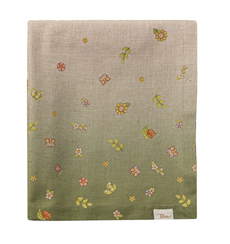 THUN® Tovaglia Antimacchia 150x260 cm Country Flowers Green