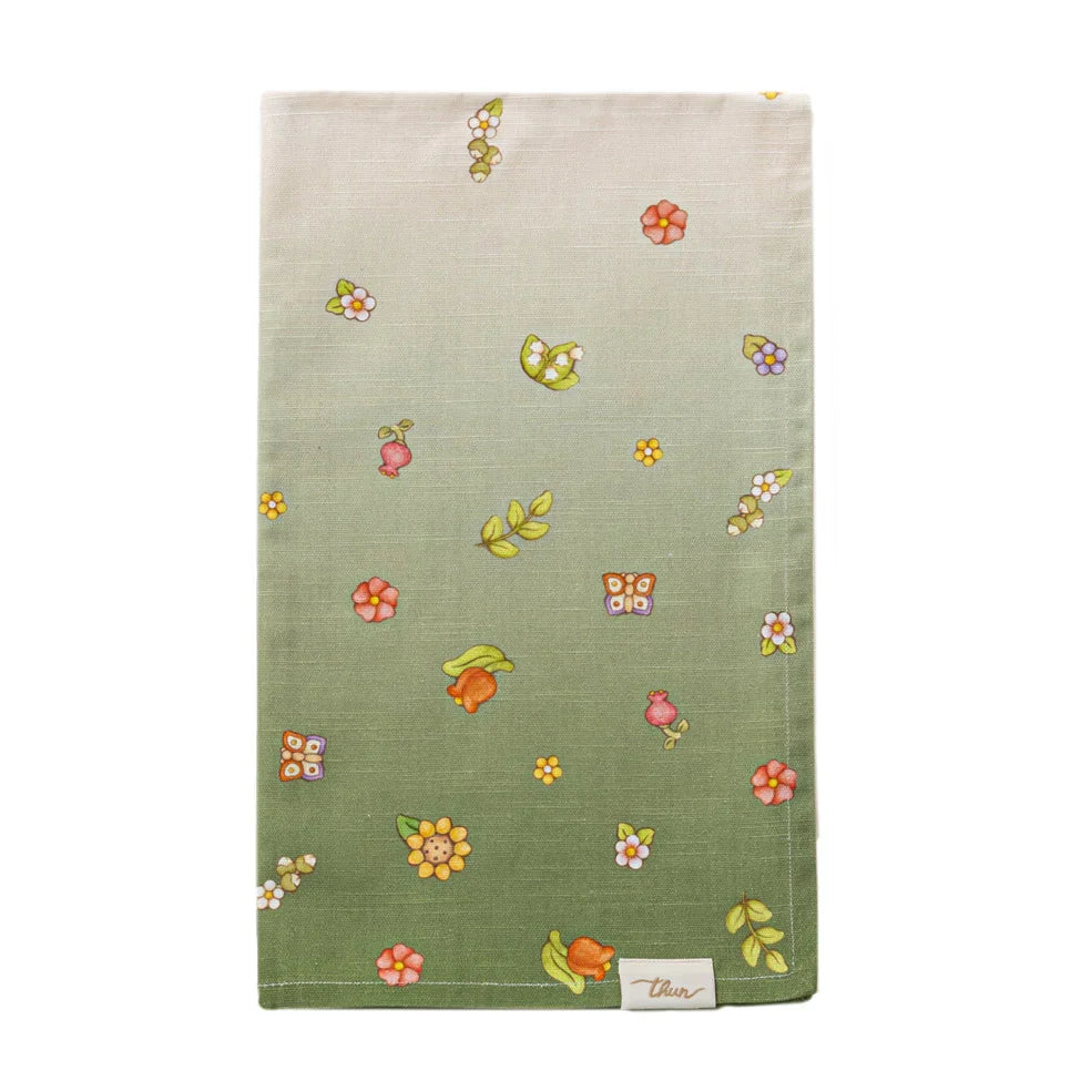 THUN® Runner in Cotone 45x160 cm Country Flowers Green - Amo La Casa Shop