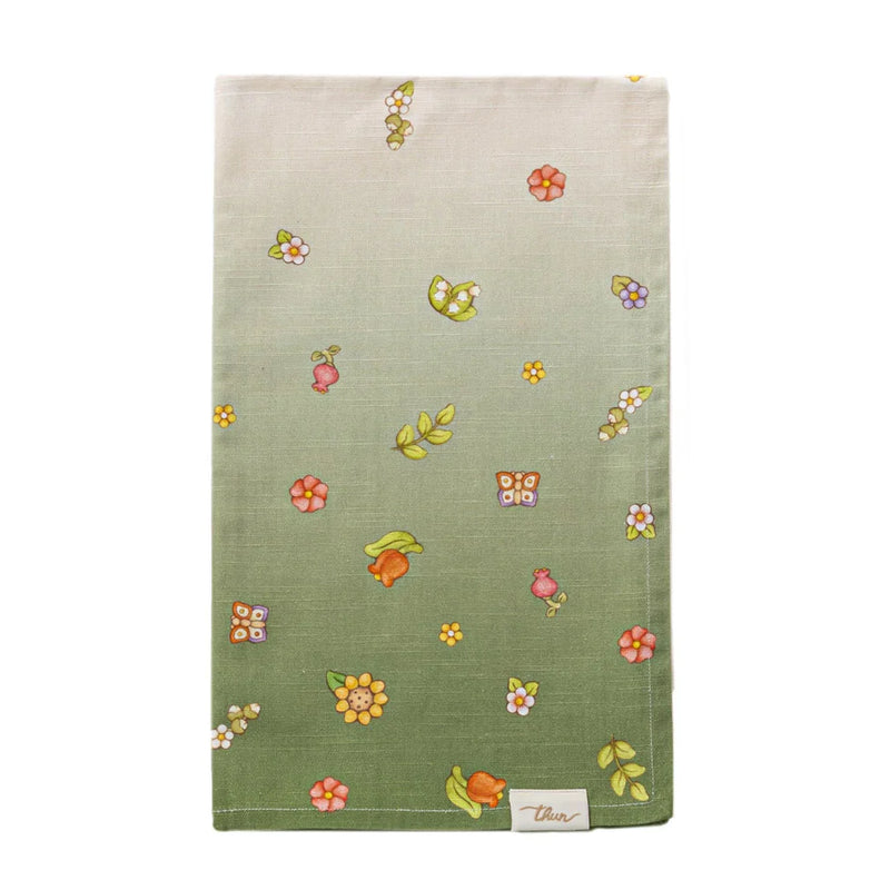 THUN® Runner in Cotone 45x160 cm Country Flowers Green - Amo La Casa Shop