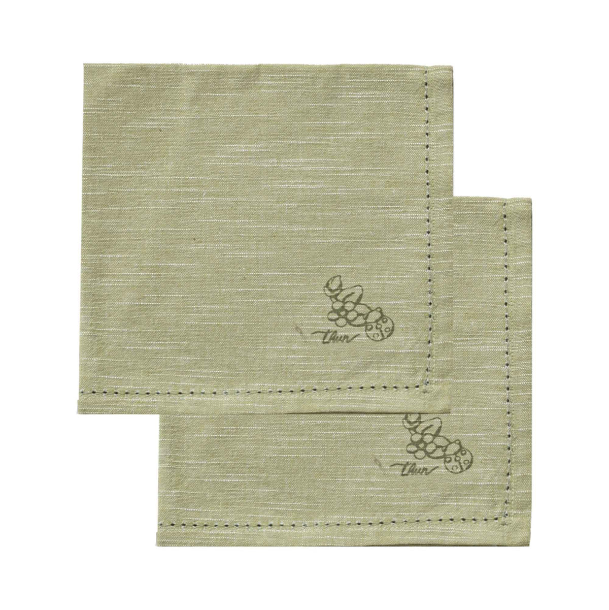 THUN® Set 2 Tovaglioli Country 40x40 cm Country Fields Green