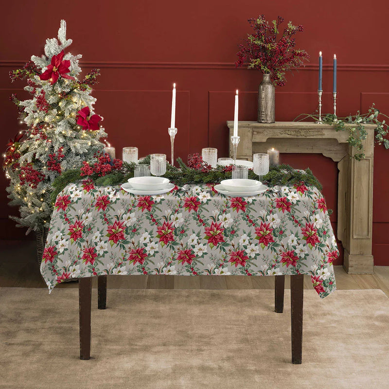 Tovaglia 140x180 cm Deco Dolomites Dream Poinsetta And Flower Taupe - Amo La Casa Shop