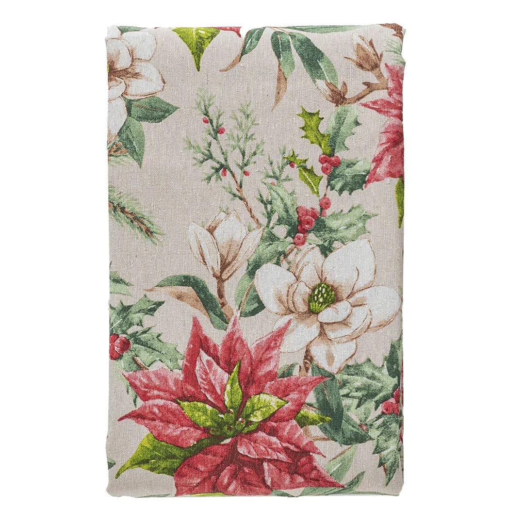 Tovaglia 140x180 cm Deco Dolomites Dream Poinsetta And Flower Taupe - Amo La Casa Shop