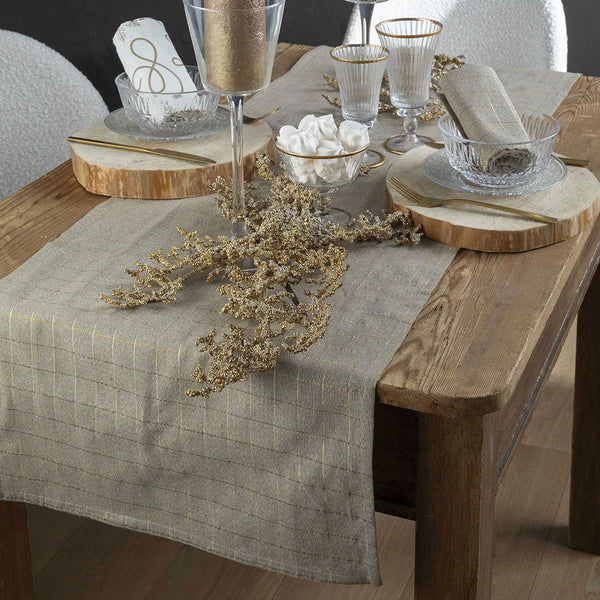 Runner Tinto in Filo 45x140 cm Himalayan Home Grid Beige - Amo La Casa Shop