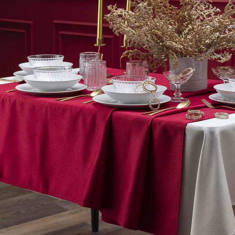 Tovaglia Antimacchia Lurex 120x160 cm Dolomites Dream Tinta Unita Red - Amo La Casa Shop