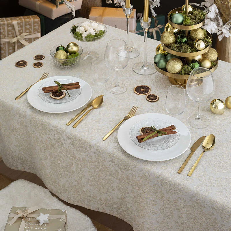 Tovaglia Jacquard 140x240 cm Dolomites Dream Arabesco Gold - Amo La Casa Shop