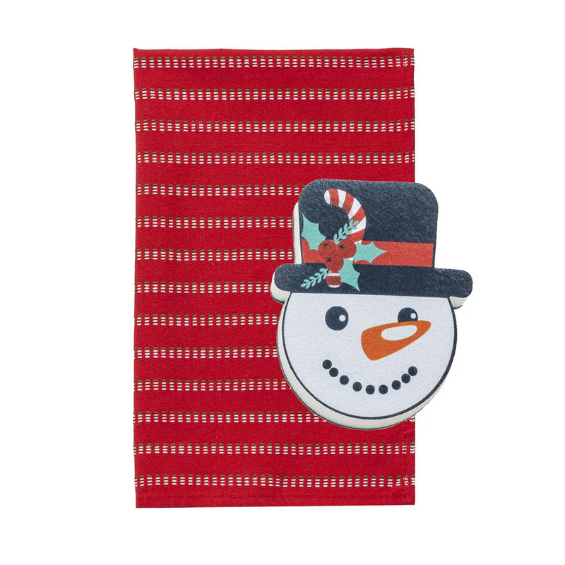 Strofinaccio + Spugna Pyrenees Present Snowman Red - Amo La Casa Shop