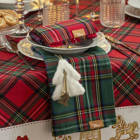 THUN® Set 2 Strofinacci + Tag 50x70 cm Thunland Tartan Red/Green - Amo La Casa Shop