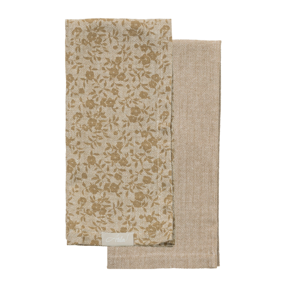 Set 2 Strofinacci Tinto In Filo cm 45x65 Tinta Unita Beige