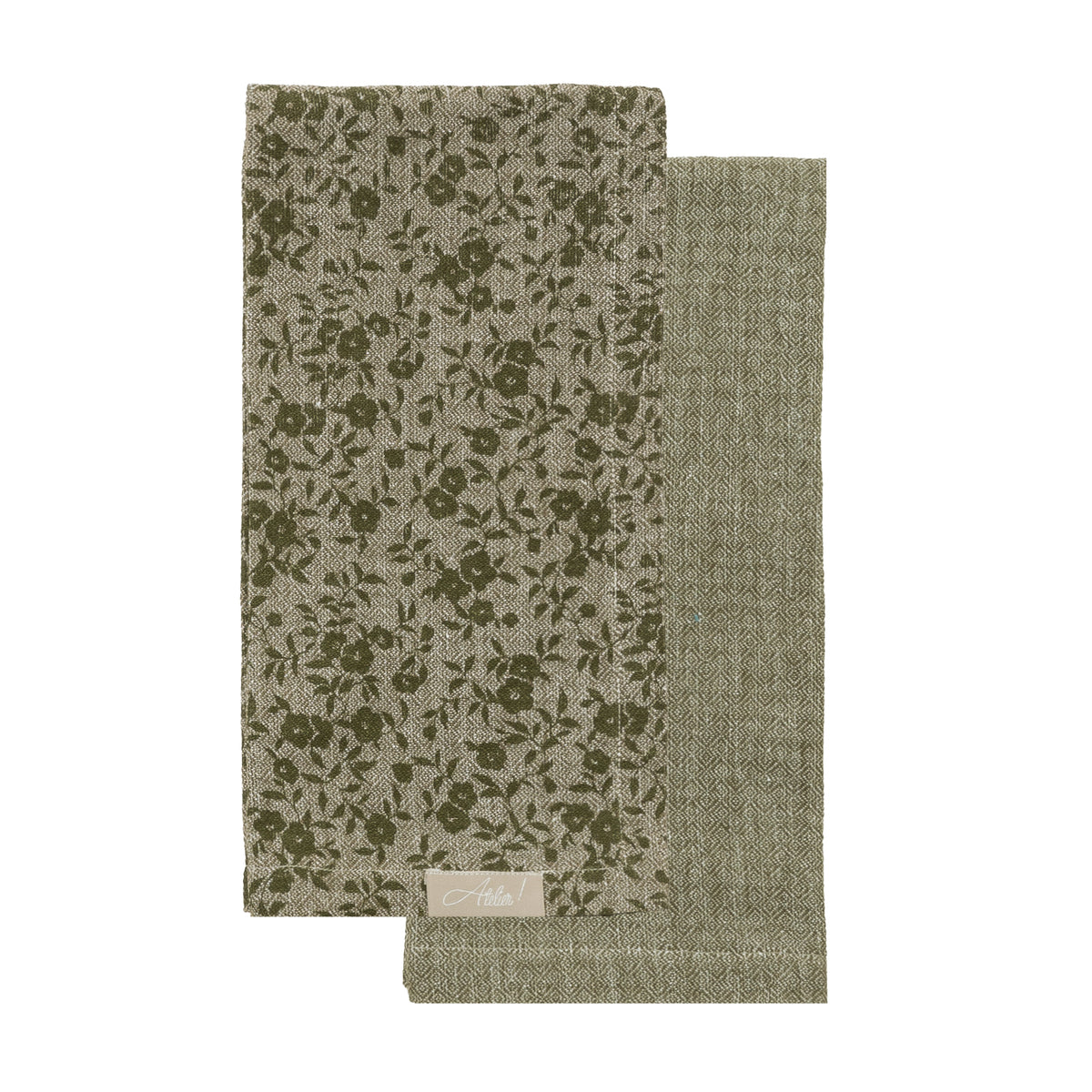 Set 2 Strofinacci Tinto In Filo cm 45x65 Tinta Unita Green