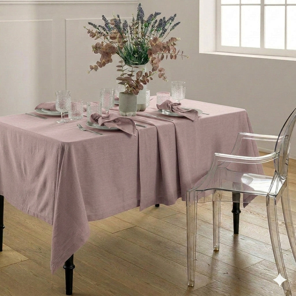 Tovaglia Tinta in Filo Atelier Fragrance 140x180 cm Tinta Unita Powder Pink