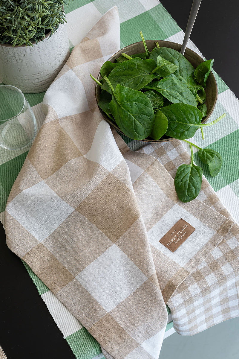 Set 2 Strofinacci Secret Garden 45x65 cm Vichy Beige