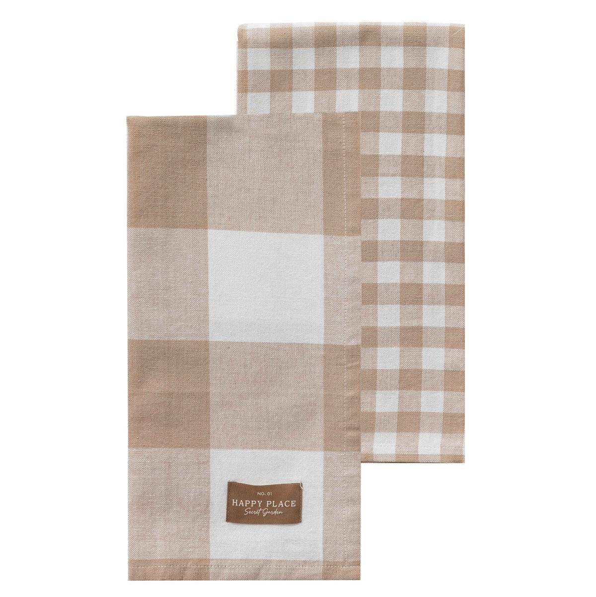 Set 2 Strofinacci Secret Garden 45x65 cm Vichy Beige