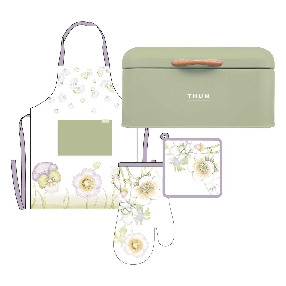 THUN® Set Presina+Guanto+Grembiule+Porta Pane Standard Bloom Multicolor