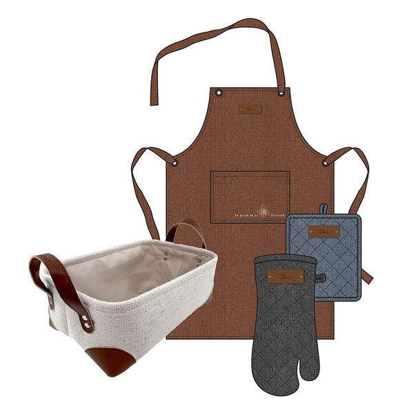 THUN® Set Guantone + Grembiule + Presina + Cesto Pizza Standard Pizza Rust
