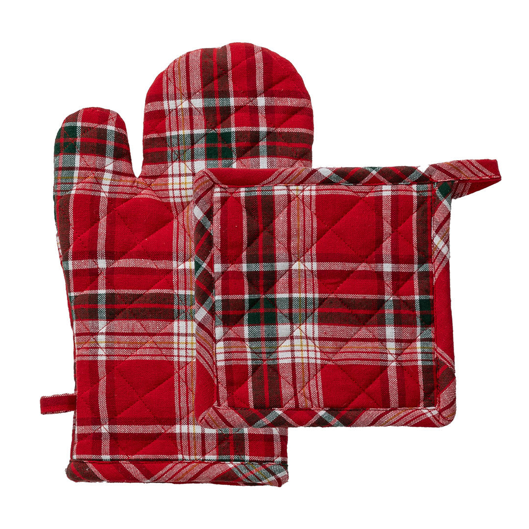 Set Guantone + Presina Classy Holly Standard Tartan Red