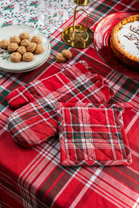 Set Guantone + Presina Classy Holly Standard Tartan Red
