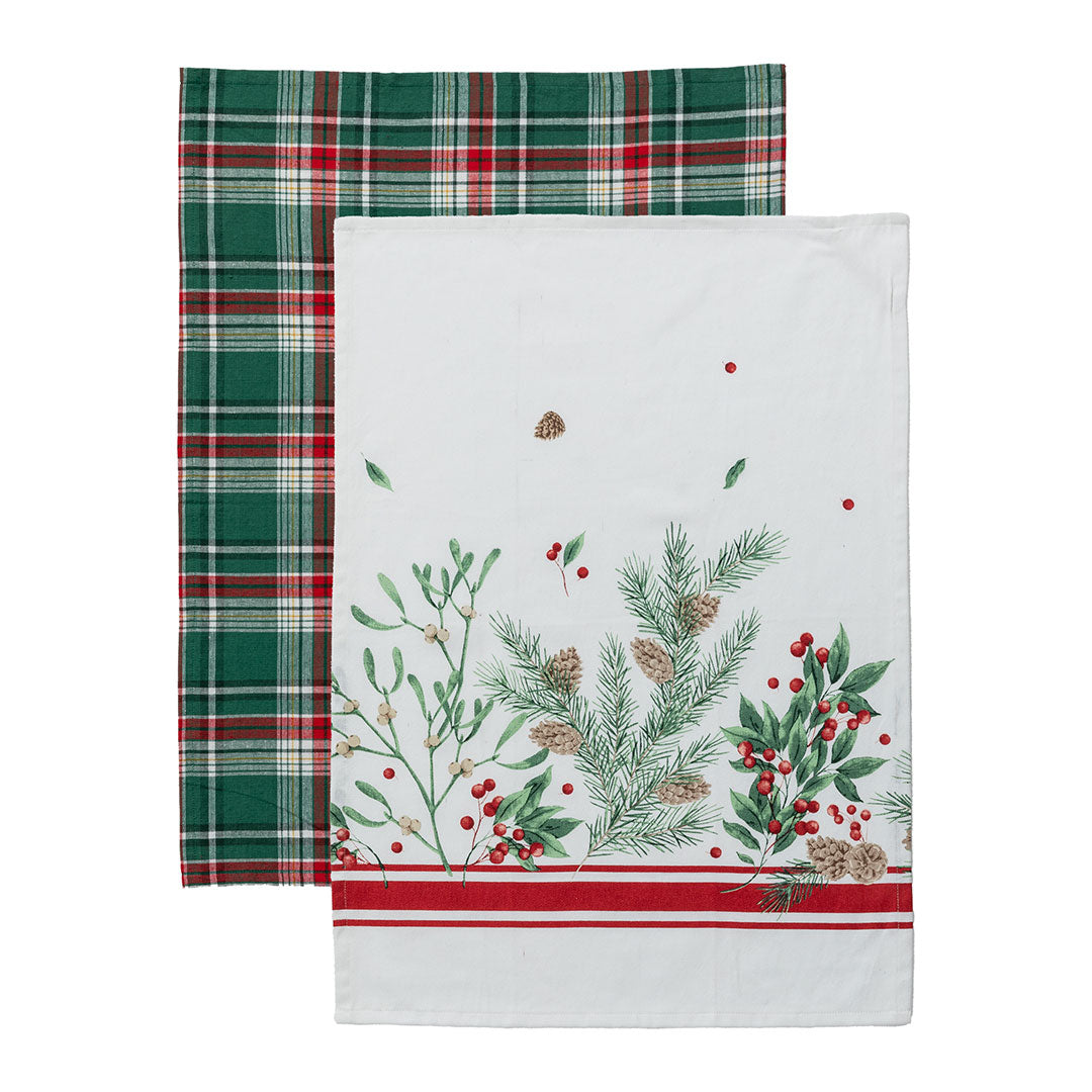 Set aus 2 eleganten Holly-Teehandtüchern 45x65 cm Evangeline Green