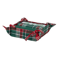 Cesto da Cucina con 3 Strofinacci Classy Holly Standard Tartan Green