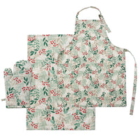 Set 3 pezzi Guantone Design, 2 Strofinacci, Grembiule Classy Holly Standard Hilde Beige