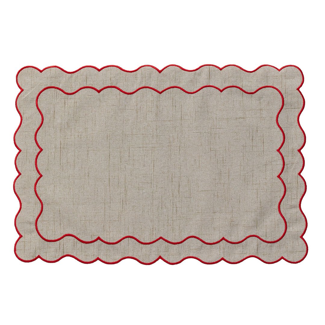 Set 2 Tovagliette Classy Holly 43x30 Tinta Unita Red