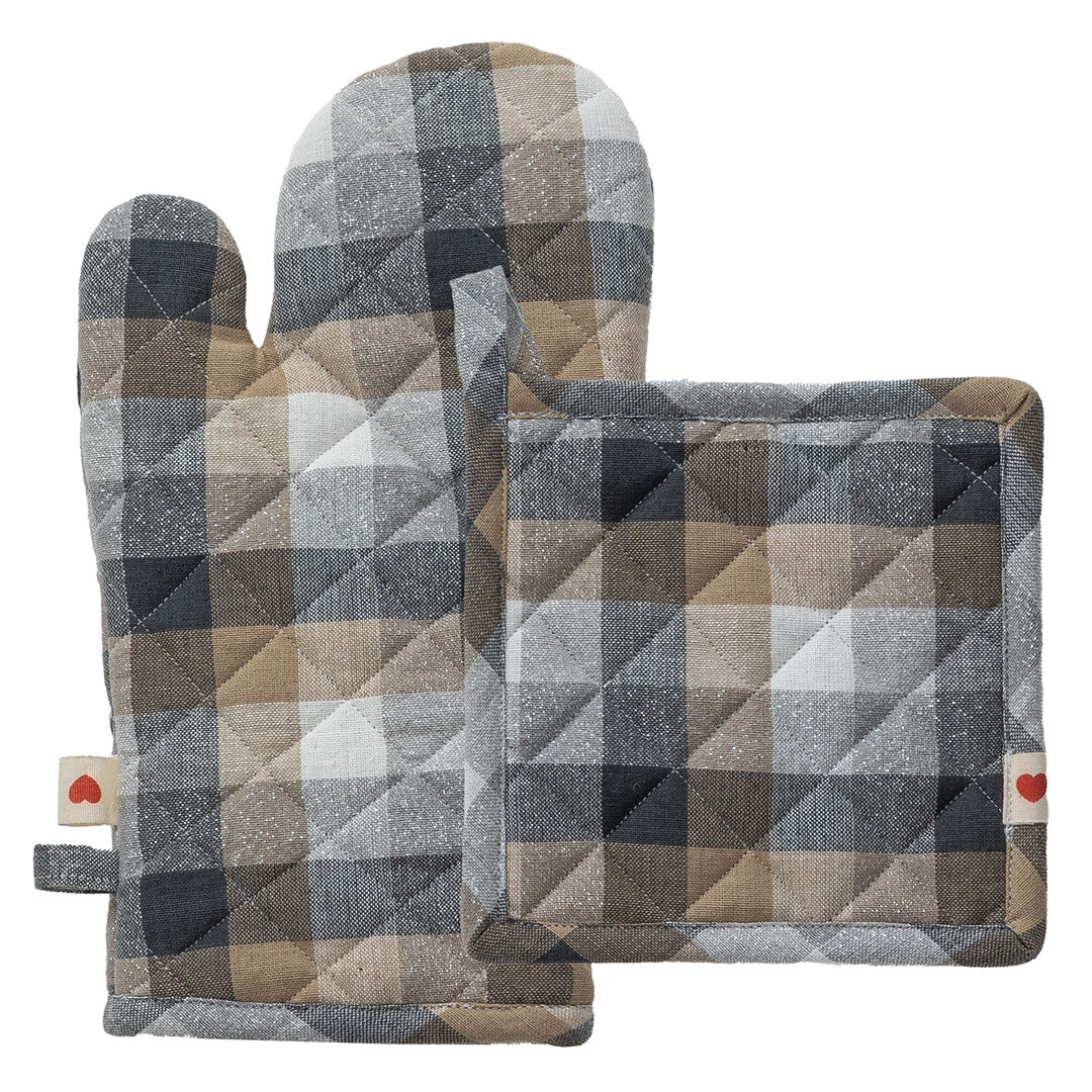 Set Guantone + Presina Lovely Reindeer Standard Check Grey