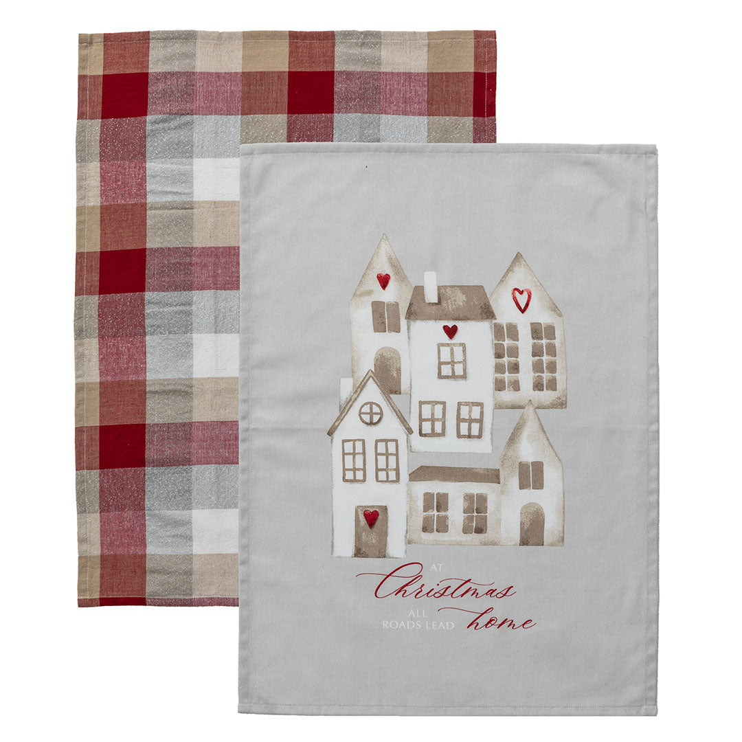 Set 2 Strofinacci Lovely Reindeer 45x65 cm Home Red