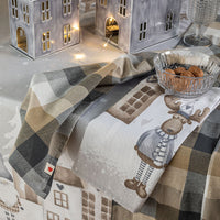 Tovaglia Lovely Reindeer 140x180 cm Check Grey
