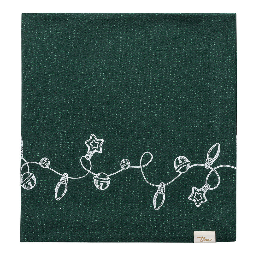 THUN® Tovaglia Lurex Verde 160x270 Cm Natale - Fantasia Luci Lights Teal