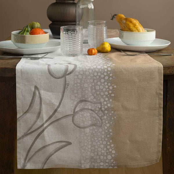THUN® Runner New Elegance 160x45 - Fantasia Tulipani Tulips Beige
