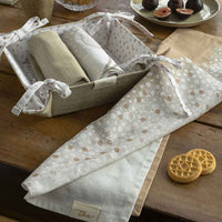 THUN® Cestino Con 3 Strofinacci New Elegance - Fantasia Tulipani Tulips Beige