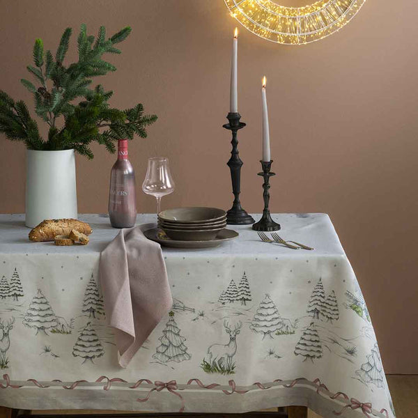 THUN® Tovaglia Idrorepellente 150x200 Natale - Fantasia Fiocco Paesaggio Landscape Multicolor