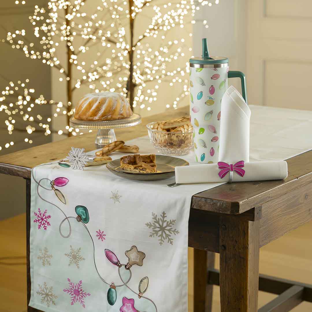 THUN® Runner Stampa Digitale Natale - Fantasia Luci Lights Multicolor