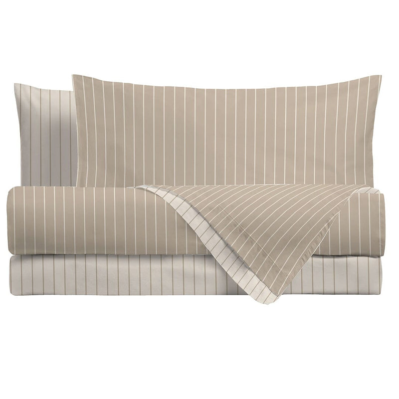 Parure Copripiumino Matrimoniale tinto in filo Tinta Unita Beige - Amo La Casa Shop