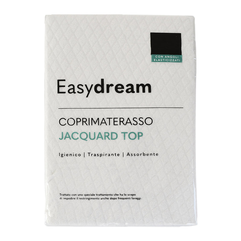 EasyDream Coprimaterasso Piazza e Mezza in Spugna Jacquard Top Tinta Unita Optical White - Amo La Casa Shop