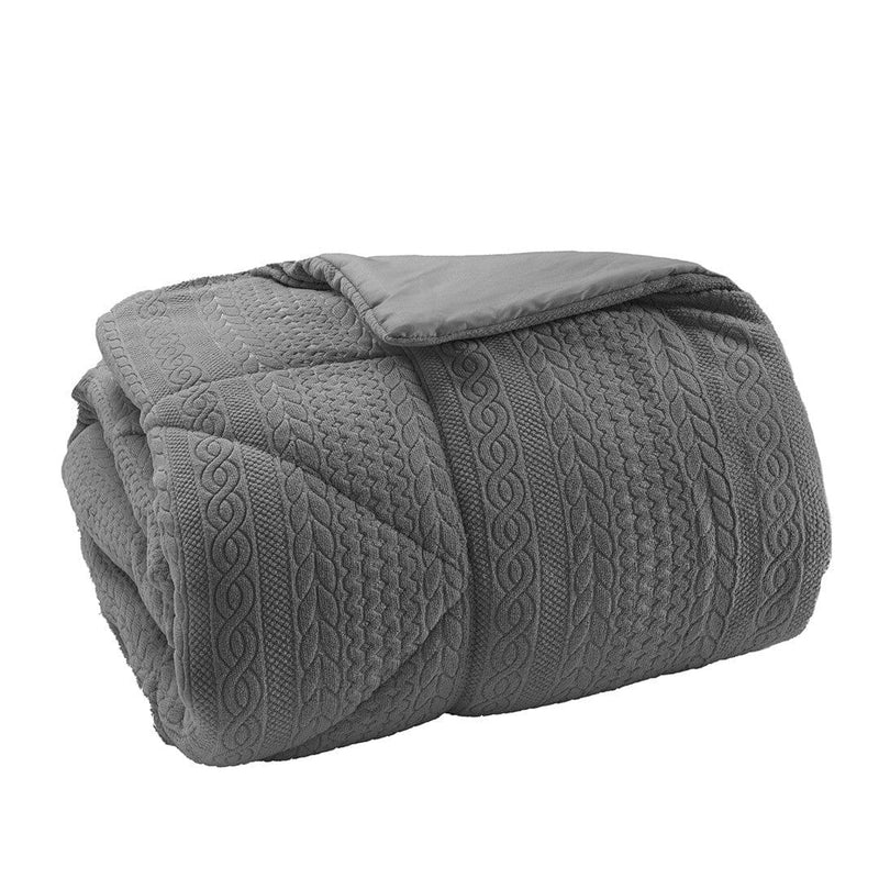 Trapunta Singola Doubleface Treccia Acqua Dark Grey - Amo La Casa Shop