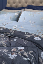 Trapunta Matrimoniale 250x250 cm con Stampa Acqua Meredith Dark Blue