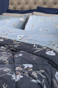 Trapunta Piazza e Mezza 210x250 cm con Stampa - Fantasia Acqua Meredith Dark Blue - Amo La Casa Shop