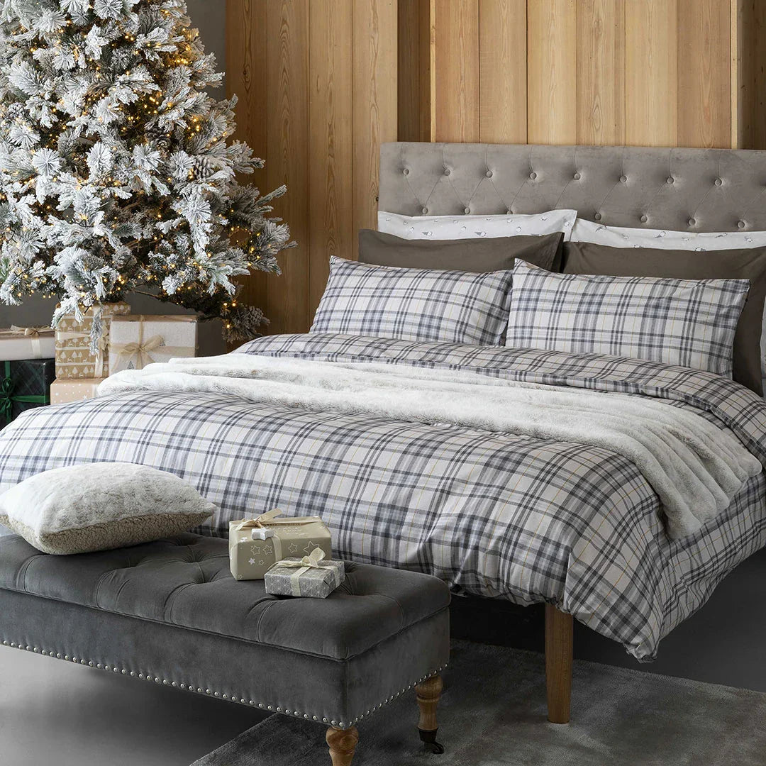 Parure Copripiumino Singolo in Cotone con Stampa - Fantasia Himalayan Home Kody Grey - Amo La Casa Shop
