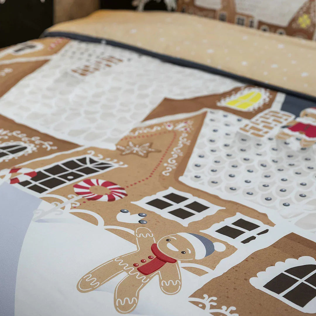 Completo Letto Piazza e Mezza con Stampa Digitale - Fantasia Sierra Sugar Gingerbread Multicolor - Amo La Casa Shop
